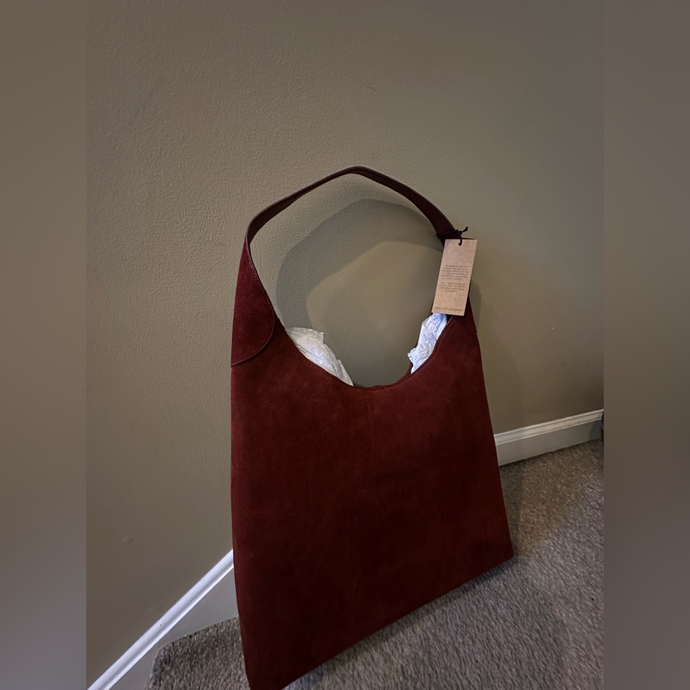 Margot New York Deep Red Merlot Wine Burgundy Suede Bag